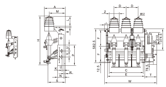 FKN12A-12D、FKRN12A-12D电动机构侧装右操作