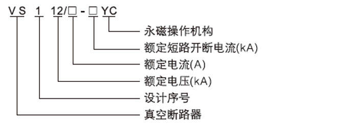 VS1-12永磁户内固封高压真空断路器型号含义